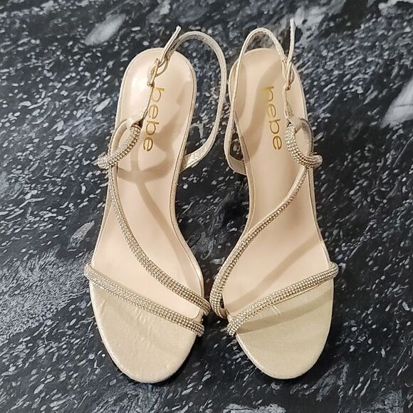 BRAND NEW BEBE STRAPPY HIGH HEEL STILETTOS RHINESTONES STRAP SANDAL - Picture 3 of 13